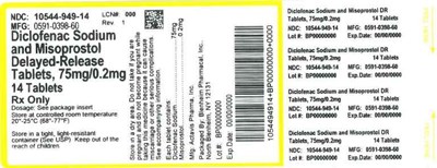 Label 75-.0.2mg 14ct (Label Diclofenac Sod Mis Dr Tabs 75mg 0 2mg Bpi(10544 949 14) Actavis(0591 0398 60) Rev1)